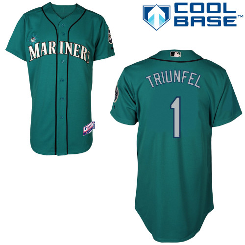 Carlos Triunfel #1 MLB Jersey-Seattle Mariners Men's Authentic Alternate Blue Cool Base Baseball Jersey
